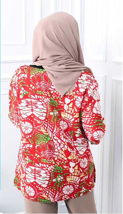 QA-563 WOMEN'S PRINTED TOP 01 RED