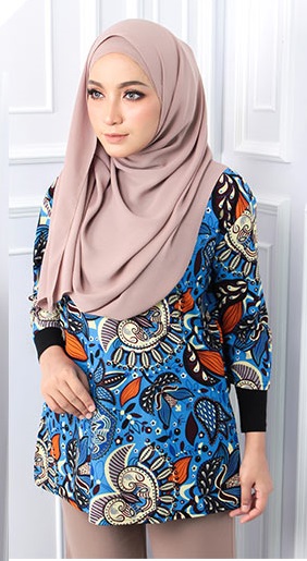 QA-563 WOMEN'S PRINTED TOP 02 BLUE