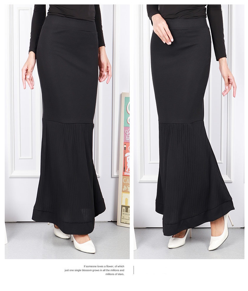 QA-566 PLEAT DUYUNG MAXI SKIRT BLACK