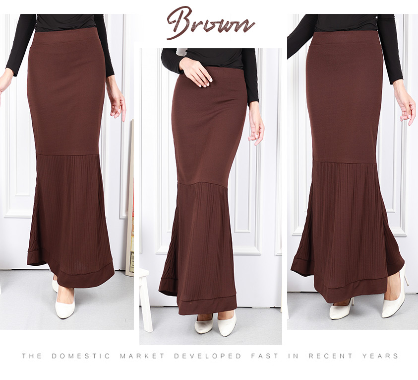 QA-566 PLEAT DUYUNG MAXI SKIRT BROWN