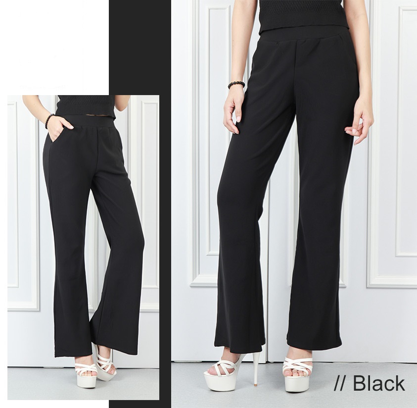 QA-576 WOMEN'S BOOT CUT PANTS BLACK