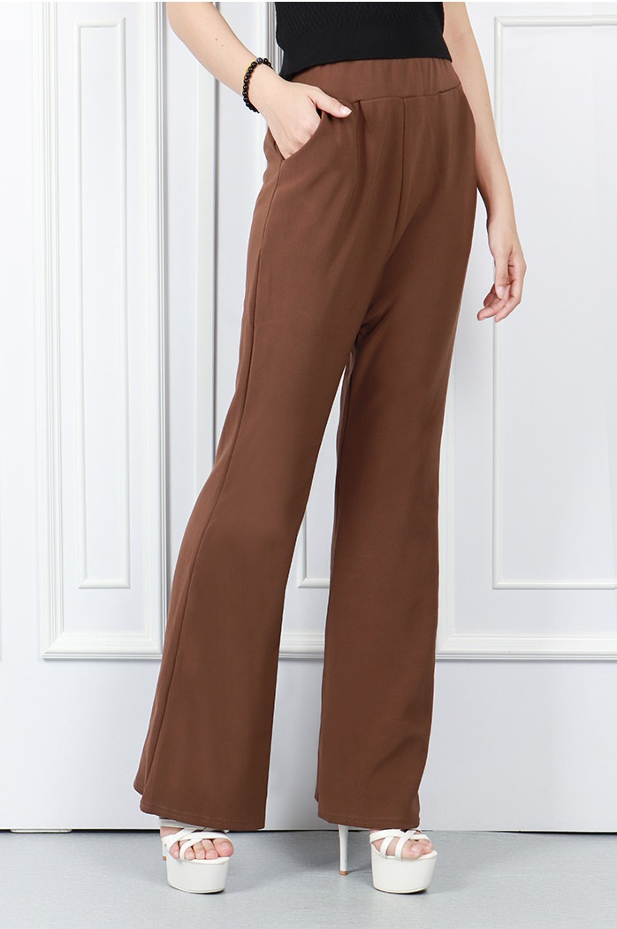 QA-576 WOMEN'S BOOT CUT PANTS BROWN