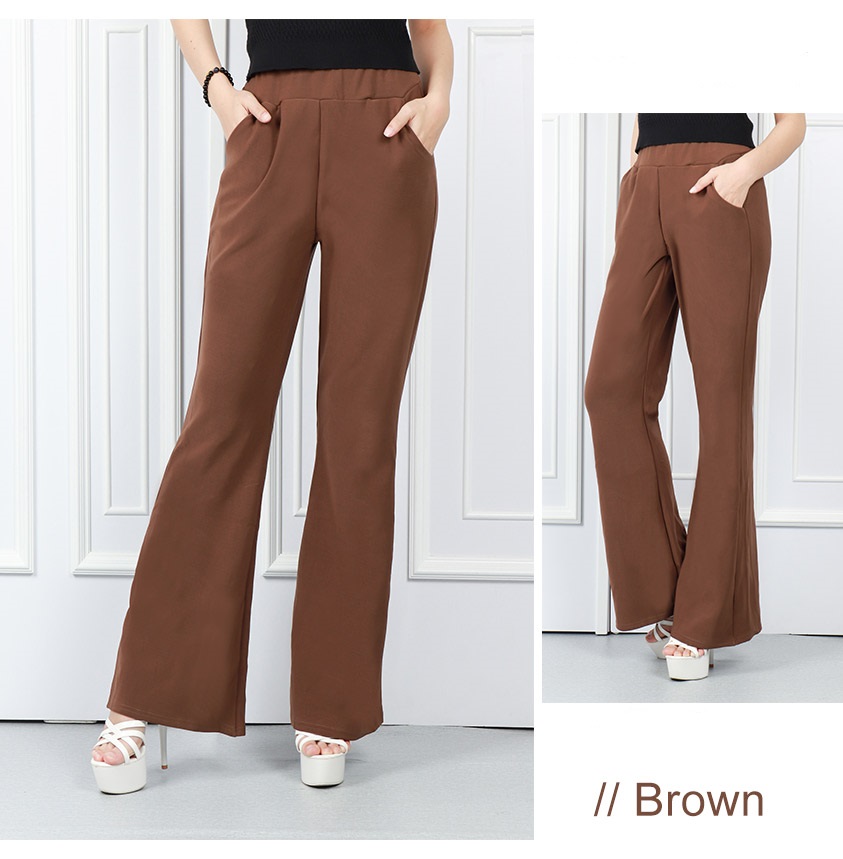 QA-576 WOMEN'S BOOT CUT PANTS BROWN