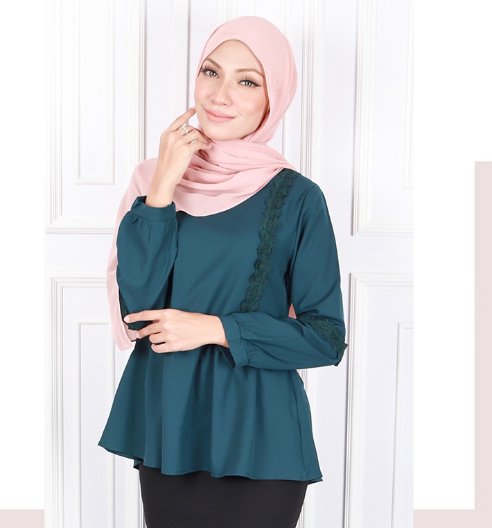 QA-584 STYLISH PEPLUM BLOUSE GREEN