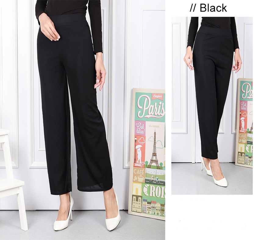 QA-589 ELASTIC MODERN PANTS BLACK