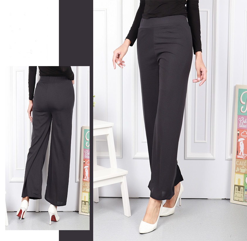 QA-589 ELASTIC MODERN PANTS GREY