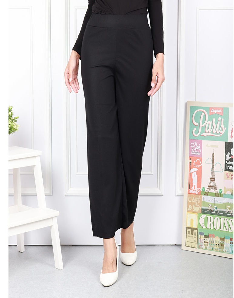 QA-589 ELASTIC MODERN PANTS BLACK