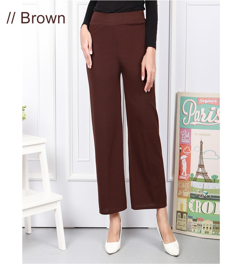 QA-589 ELASTIC MODERN PANTS BROWN