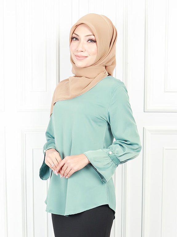 QA-565 BUTTON CUFF SLEEVE BLOUSE MINT