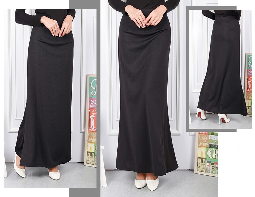 QA-567 WOMEN'S DUYUNG MAXI SKIRT BLACK