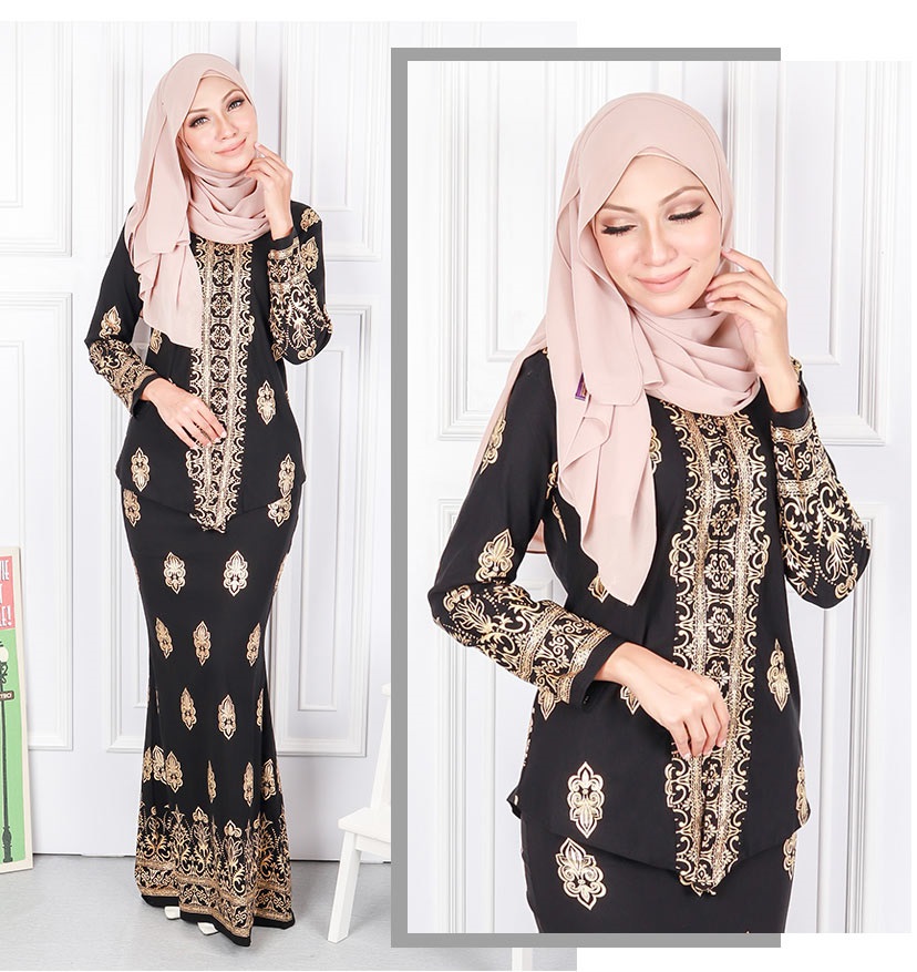 QA-568 MODERN SONGKET KEBAYA SET BLACK GOLD