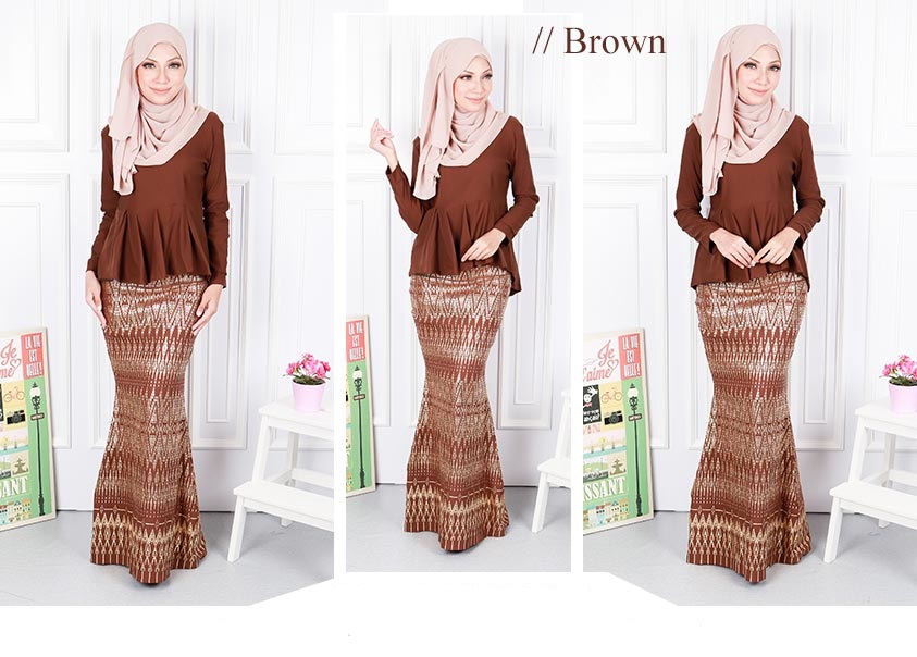 QA-569 ELEGANT SONGKET MODERN KURUNG BROWN