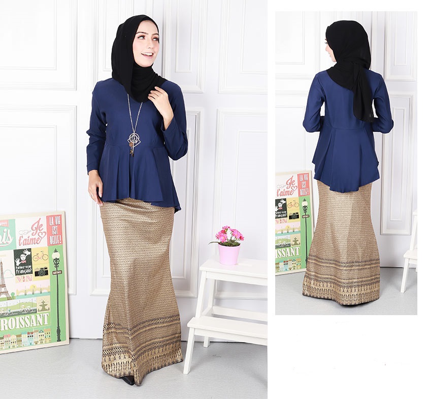 QA-570 MODERN SONGKET SET NAVY BLUE