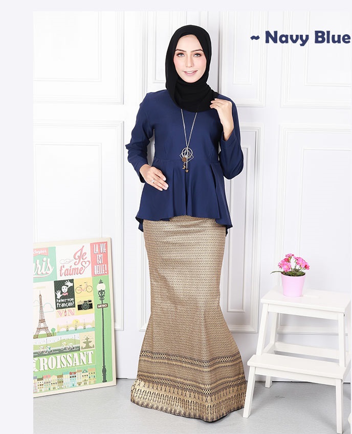 QA-570 MODERN SONGKET SET NAVY BLUE