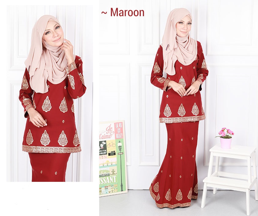 QA-573 MODERN SONGKET KURUNG SET MAROON