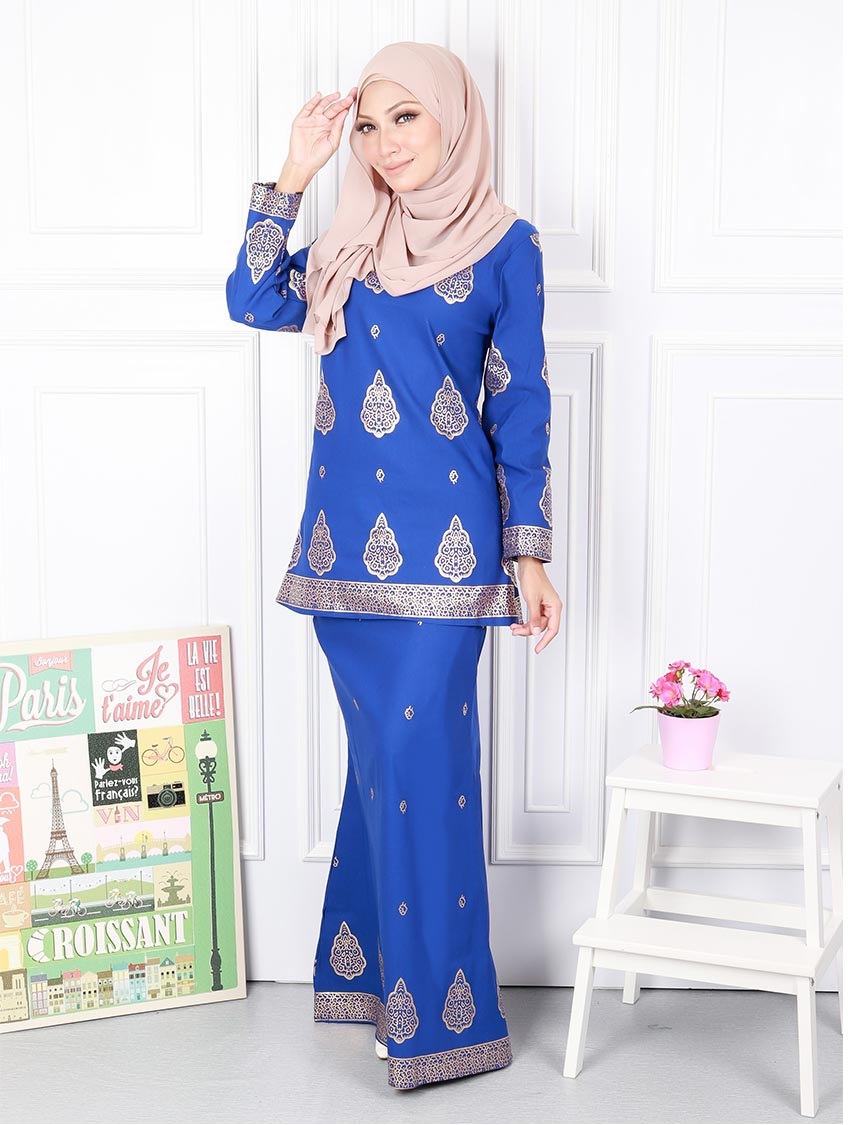 QA-573 MODERN SONGKET KURUNG SET ROYAL BLUE