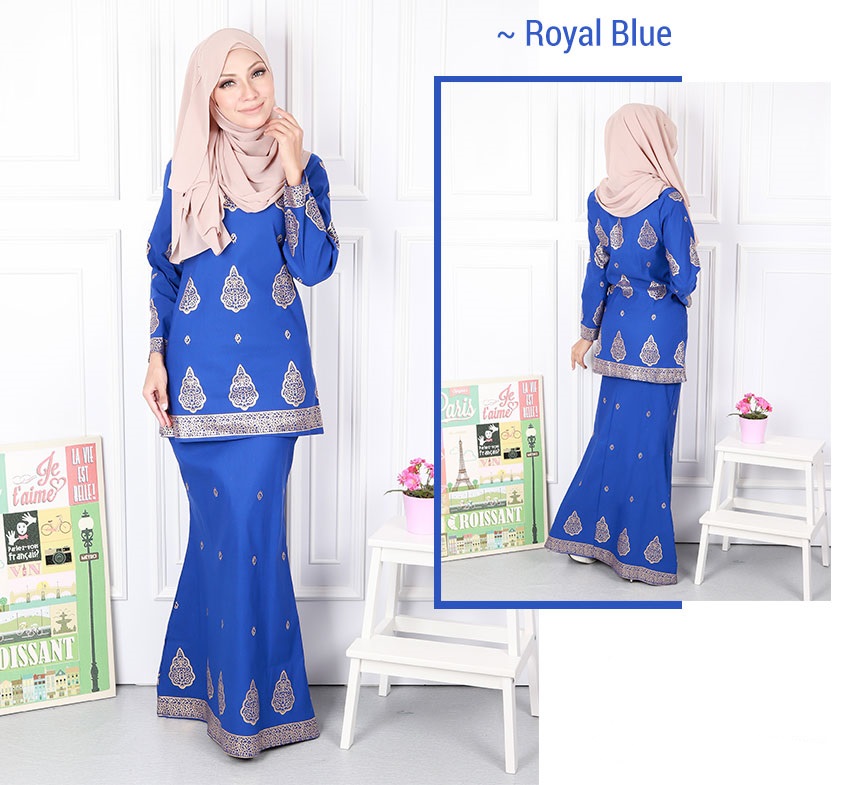 QA-573 MODERN SONGKET KURUNG SET ROYAL BLUE