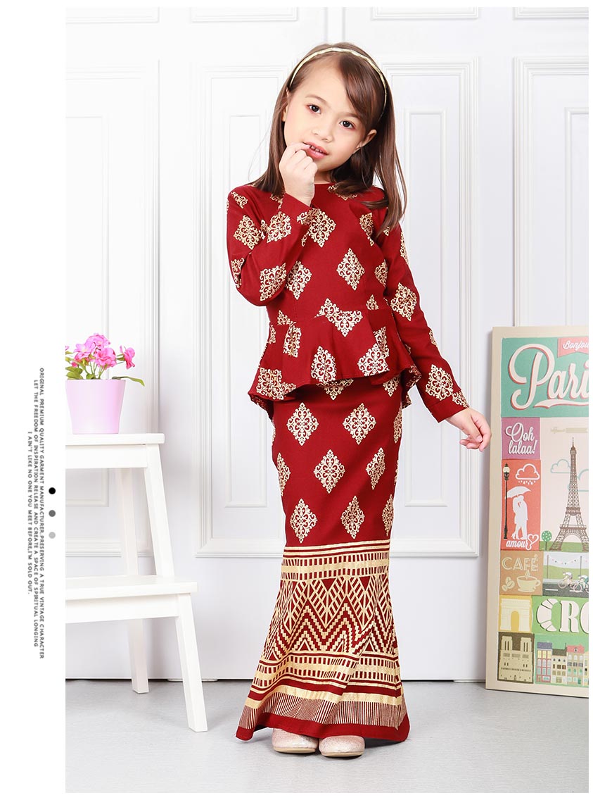 QA-575 KIDS MODERN PEPLUM SET MAROON