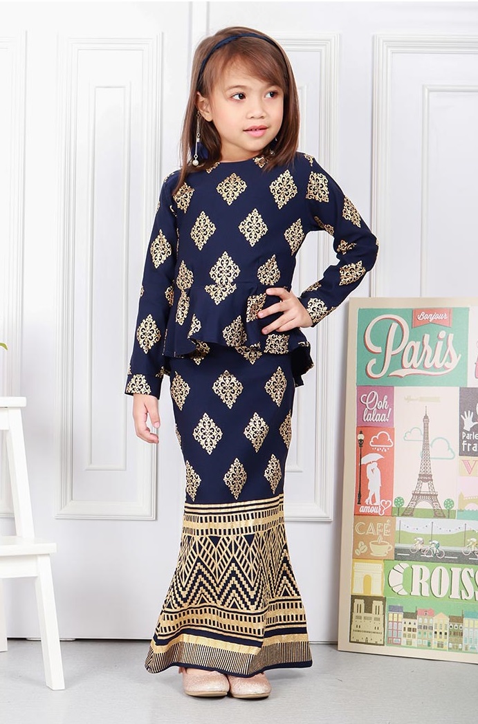 QA-575 KIDS MODERN PEPLUM SET NAVY BLUE