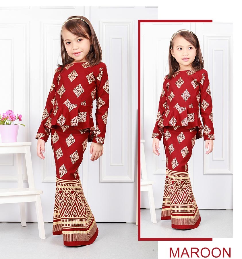 QA-575 KIDS MODERN PEPLUM SET MAROON