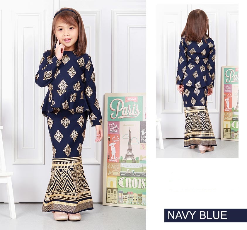 QA-575 KIDS MODERN PEPLUM SET NAVY BLUE