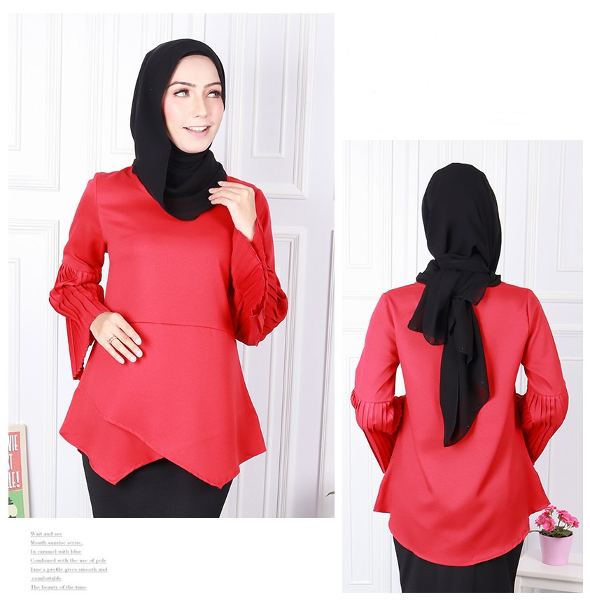 QA-577 LAYERED MUSLIMAH BLOUSE RED