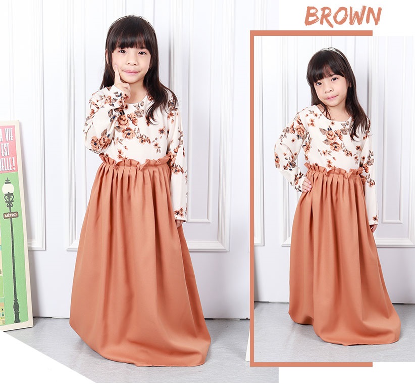 QA-578 ROSES KIDS JUBAH BROWN