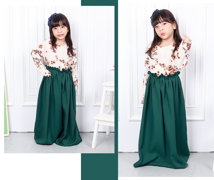 QA-578 ROSES KIDS JUBAH GREEN