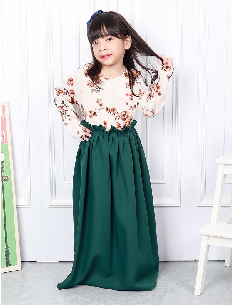 QA-578 ROSES KIDS JUBAH GREEN