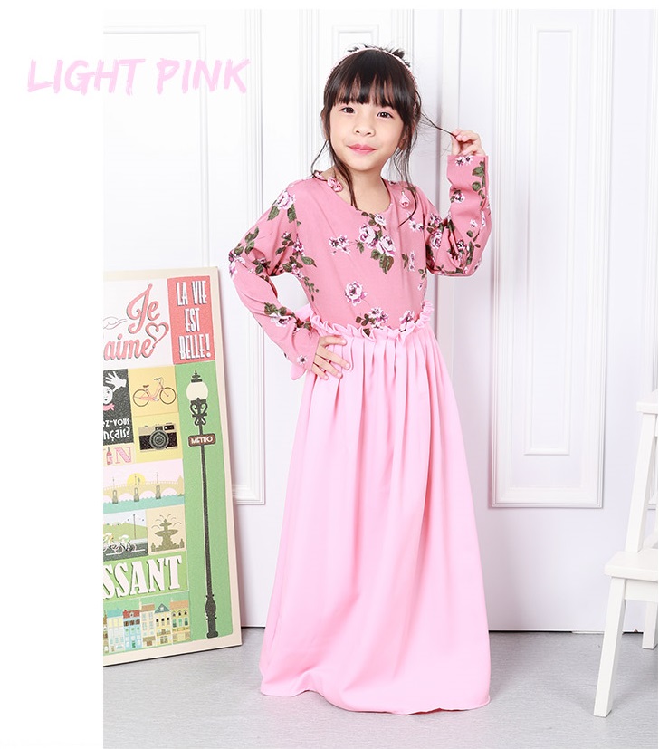 QA-578 ROSES KIDS JUBAH LIGHT PINK