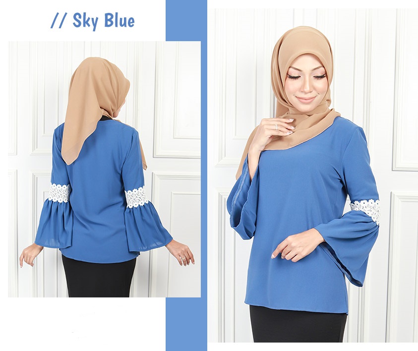 QA-579 MUSLIMAH FASHION BLOUSE SKY BLUE