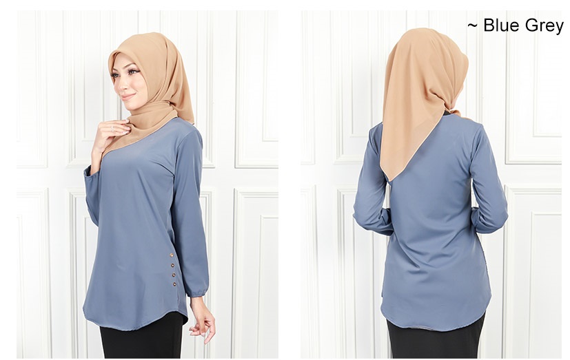 QA-580 CASUAL WOMEN'S BLOUSE BLUE GREY