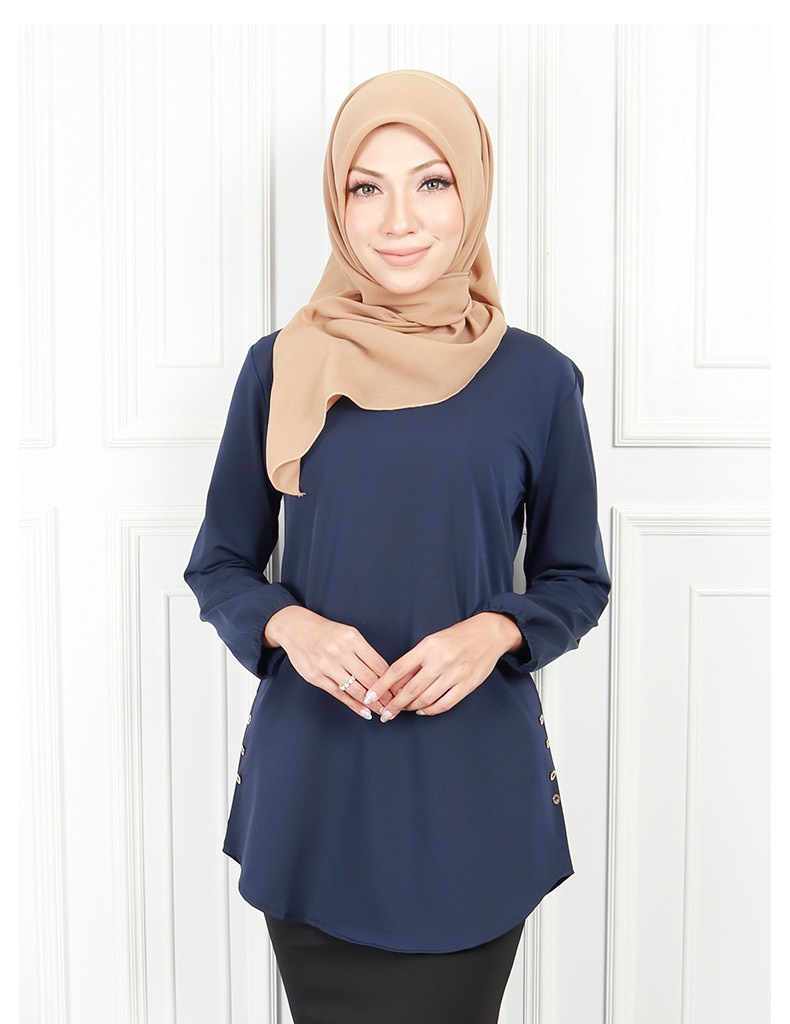 QA-580 CASUAL WOMEN'S BLOUSE NAVY BLUE