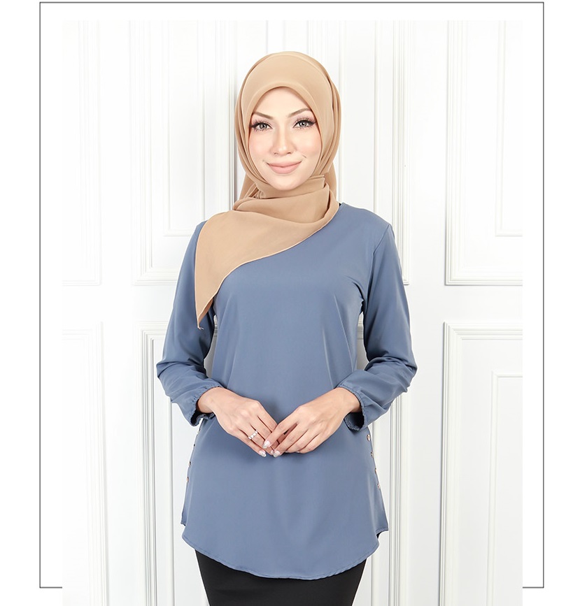 QA-580 CASUAL WOMEN'S BLOUSE BLUE GREY