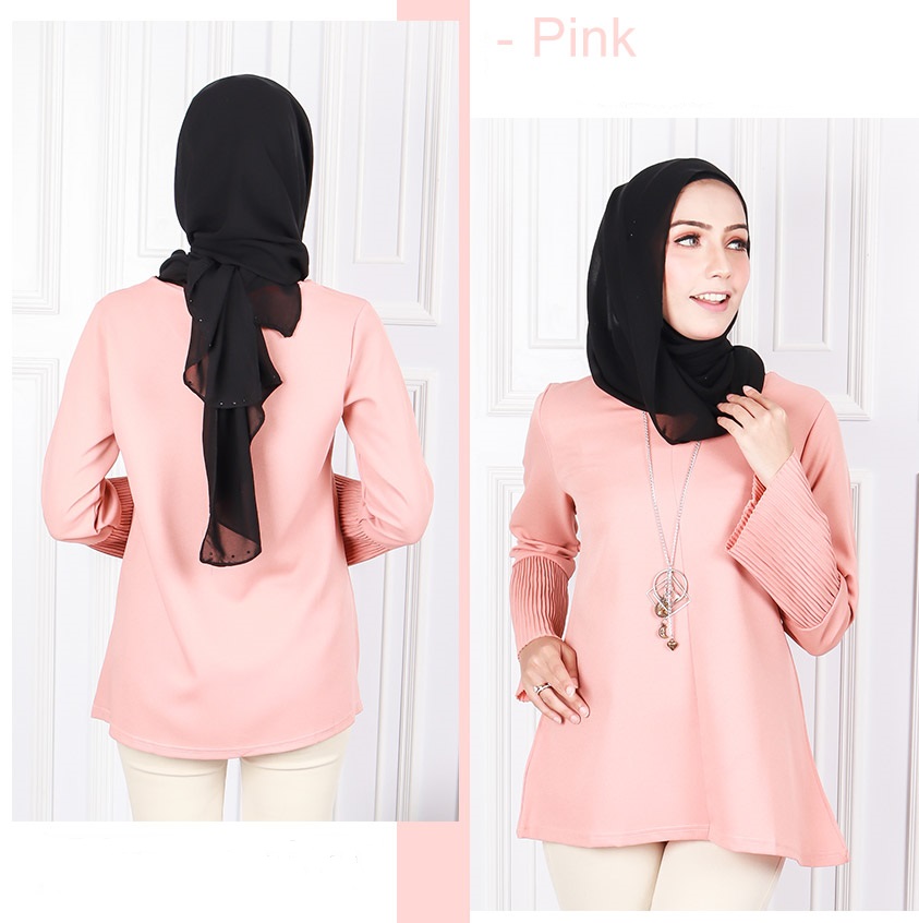 QA-581 WOMEN'S FLARE SLEEVES BLOUSE PINK