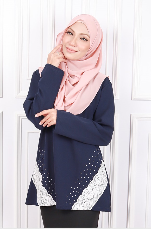 QA-587 ELEGANT WOMEN'S BLOUSE NAVY BLUE