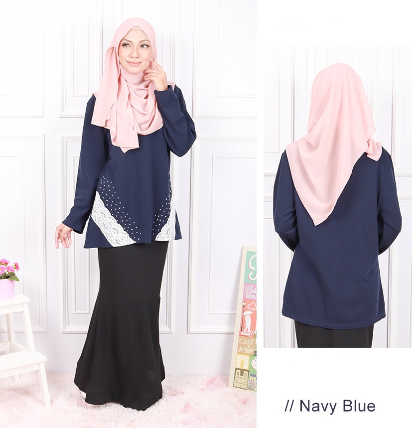 QA-587 ELEGANT WOMEN'S BLOUSE NAVY BLUE