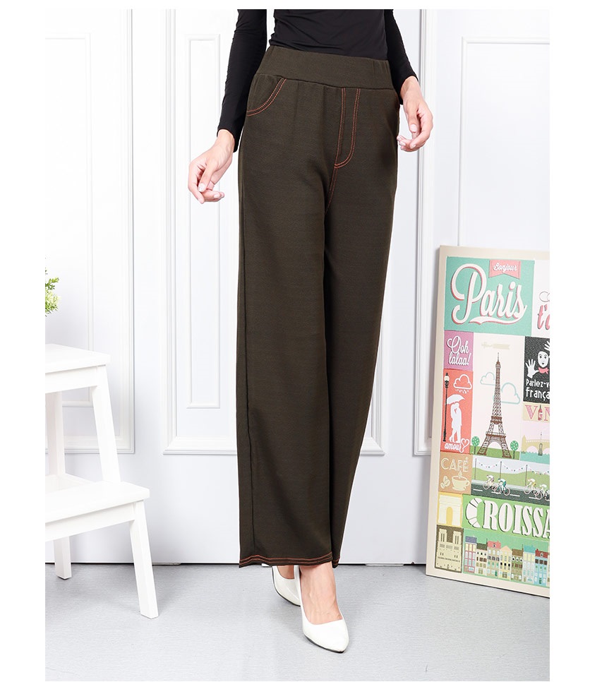 QA-588  WIDE LEG PANTS ARMY GREEN