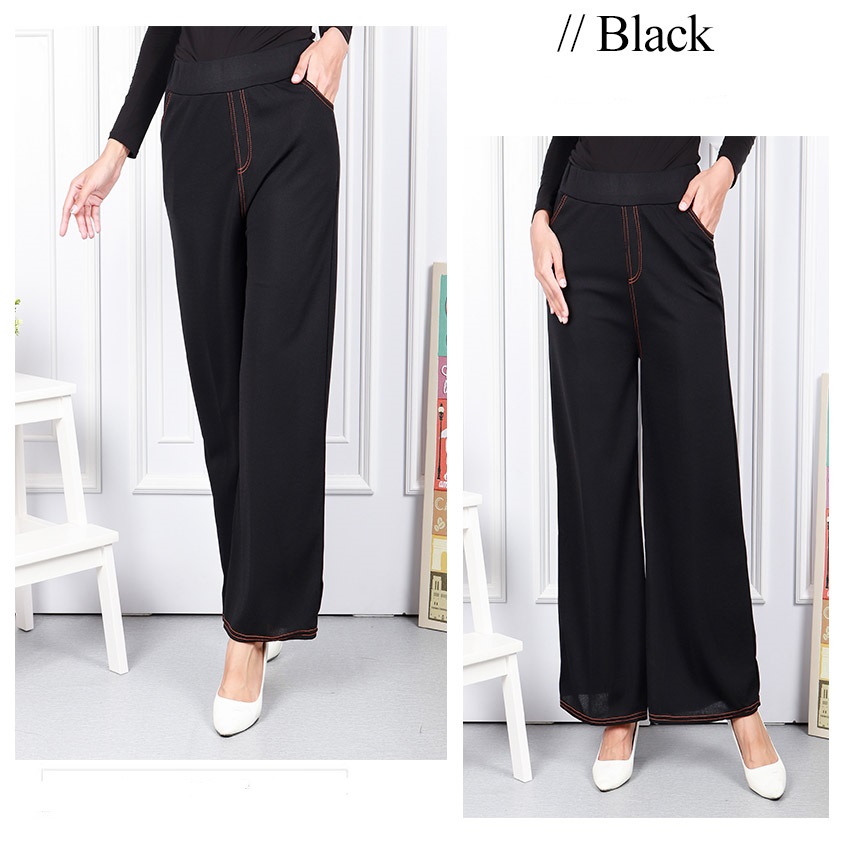 QA-588  WIDE LEG PANTS BLACK