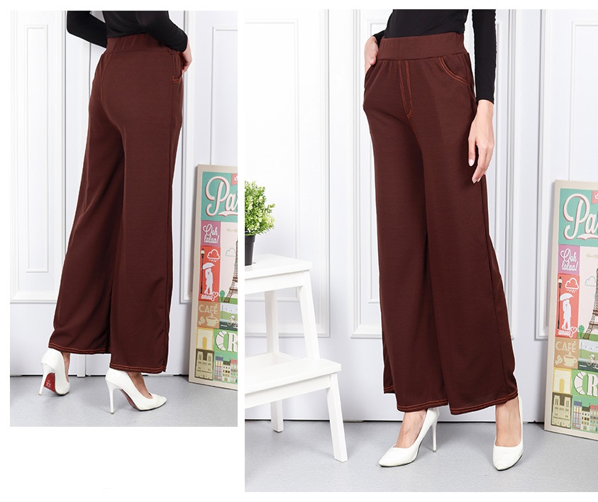 QA-588 WIDE LEG PANTS BROWN