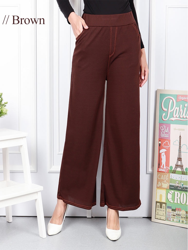 QA-588 WIDE LEG PANTS BROWN