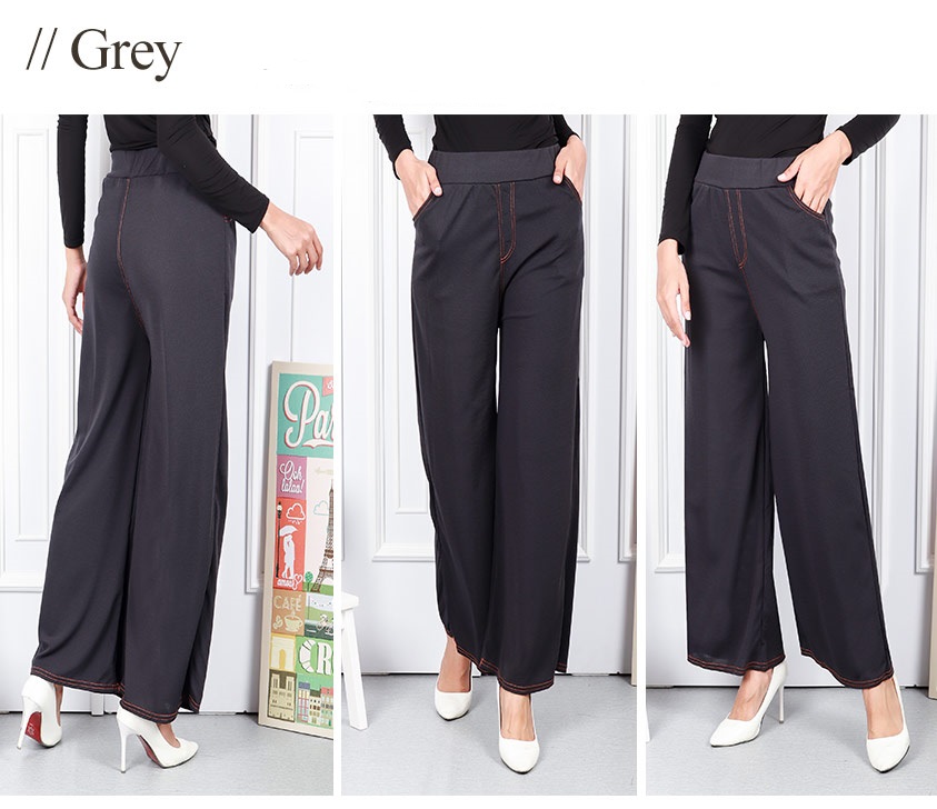 QA-588 WIDE LEG PANTS GREY