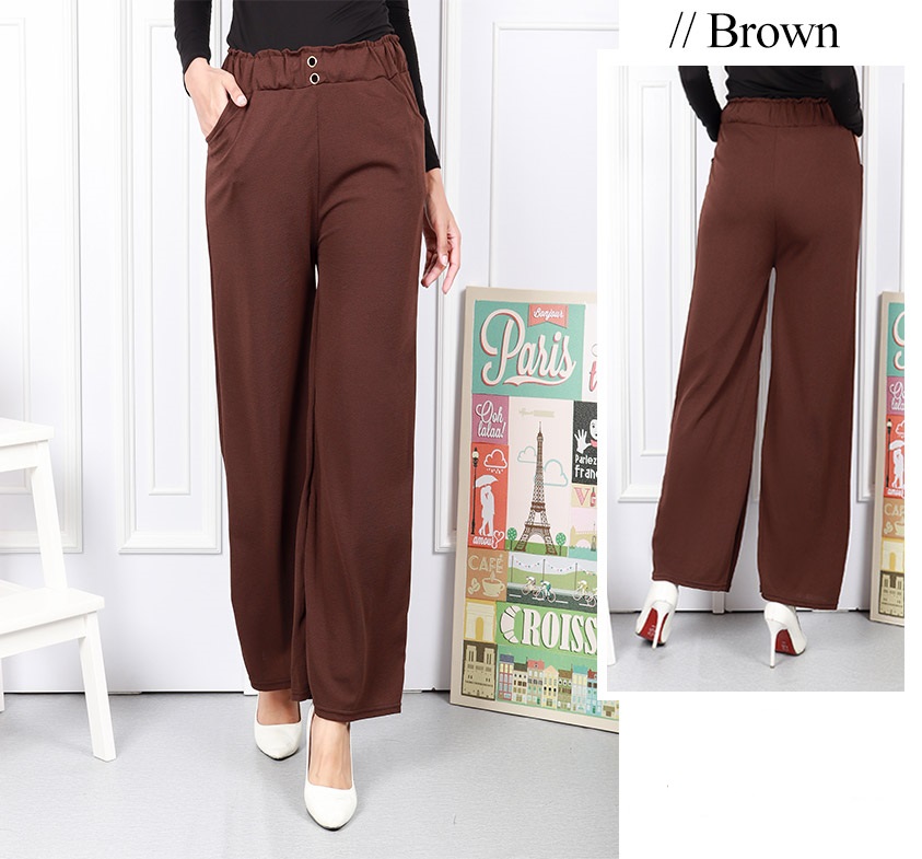 QA-590 BUTTON STRAIGHT PANTS BROWN