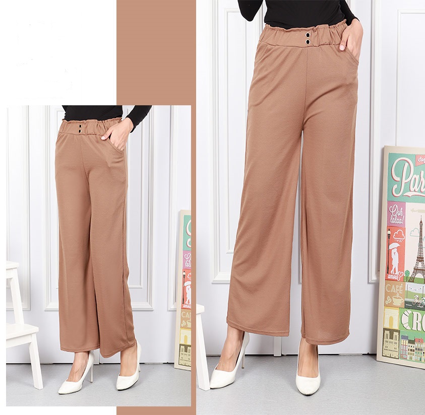 QA-590 BUTTON STRAIGHT PANTS KHAKI