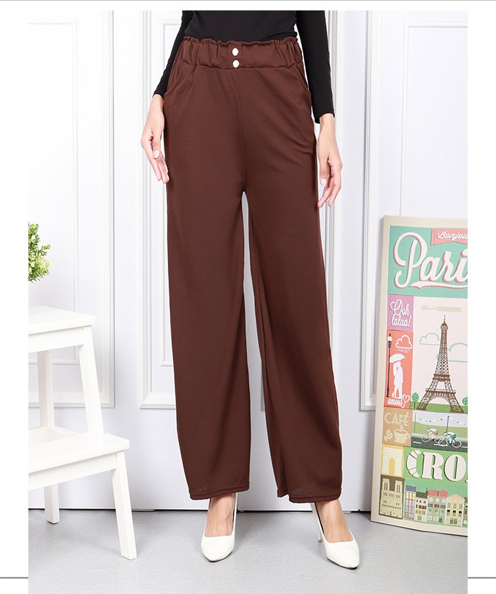 QA-590 BUTTON STRAIGHT PANTS BROWN