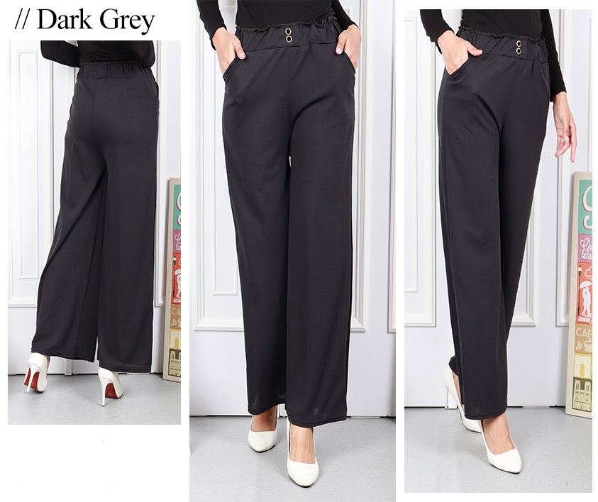 QA-590 BUTTON STRAIGHT PANTS DARK GREY