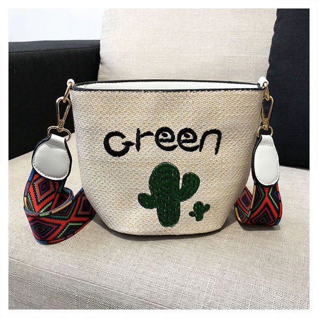 KW80422 Cute Green Cactus Bag Cream