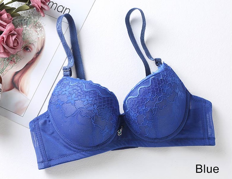 QA-606 LACE PUSH UP BRA BLUE