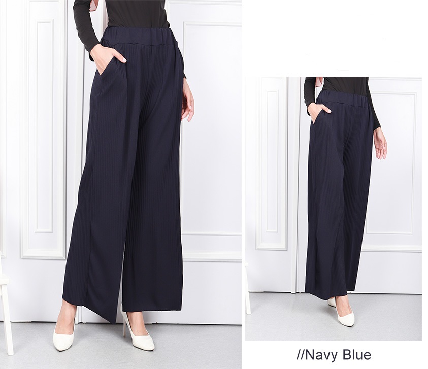 QA-591 WOMEN'S WIDE PALAZZO NAVY BLUE