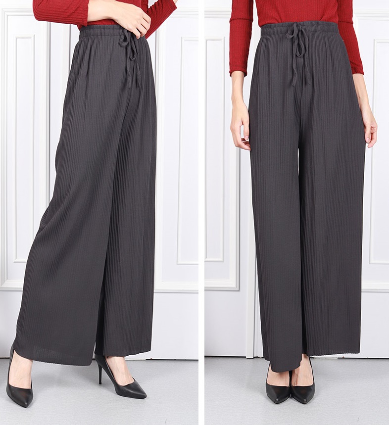 QA-592 PLEATED WIDE PANTS GREY